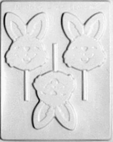 Bunny Faces Lollipop Chocolate Mould - Click Image to Close